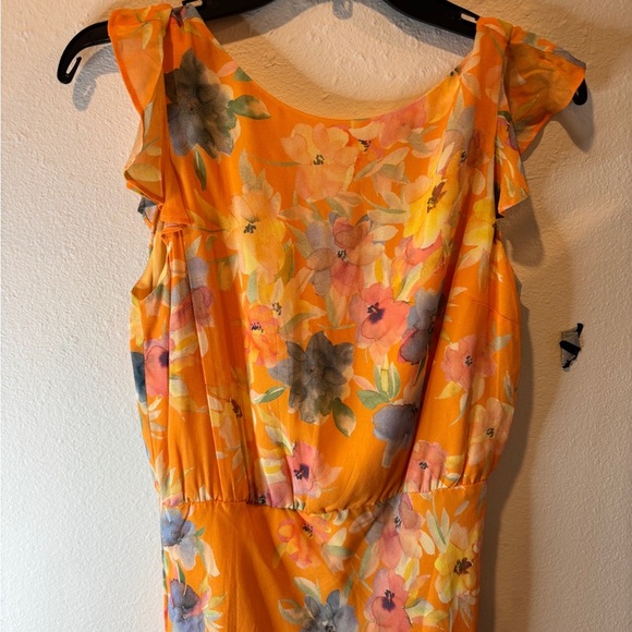 Y2K Amanda Uprichard Orange Floral Asymmetrical Dress - Picture 3 of 10